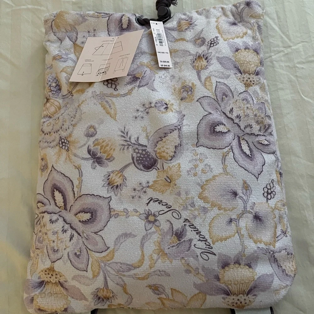 Victoria's Secret Floral Bath Beach Towel Backpack - Purple and Yellow